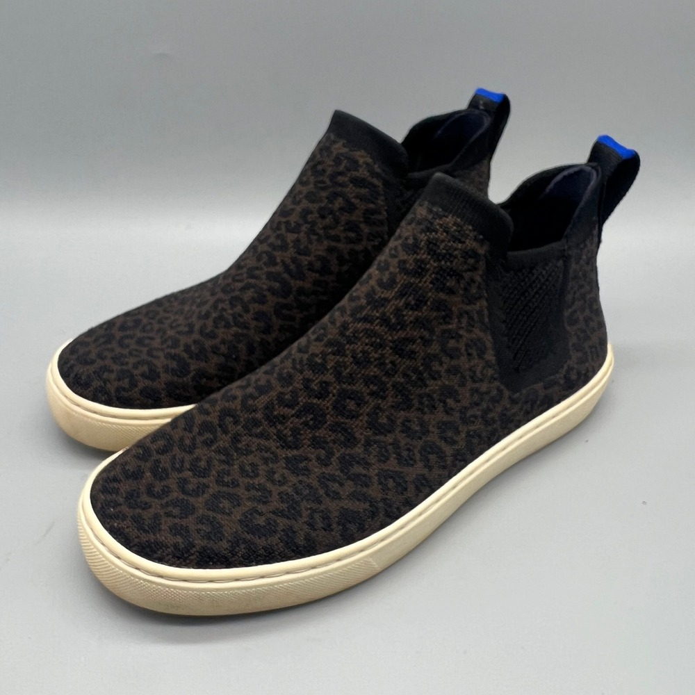 Rothy's The Chelsea Wildcat Leopard Print Knit Slip On Sneakers Womens 7.5